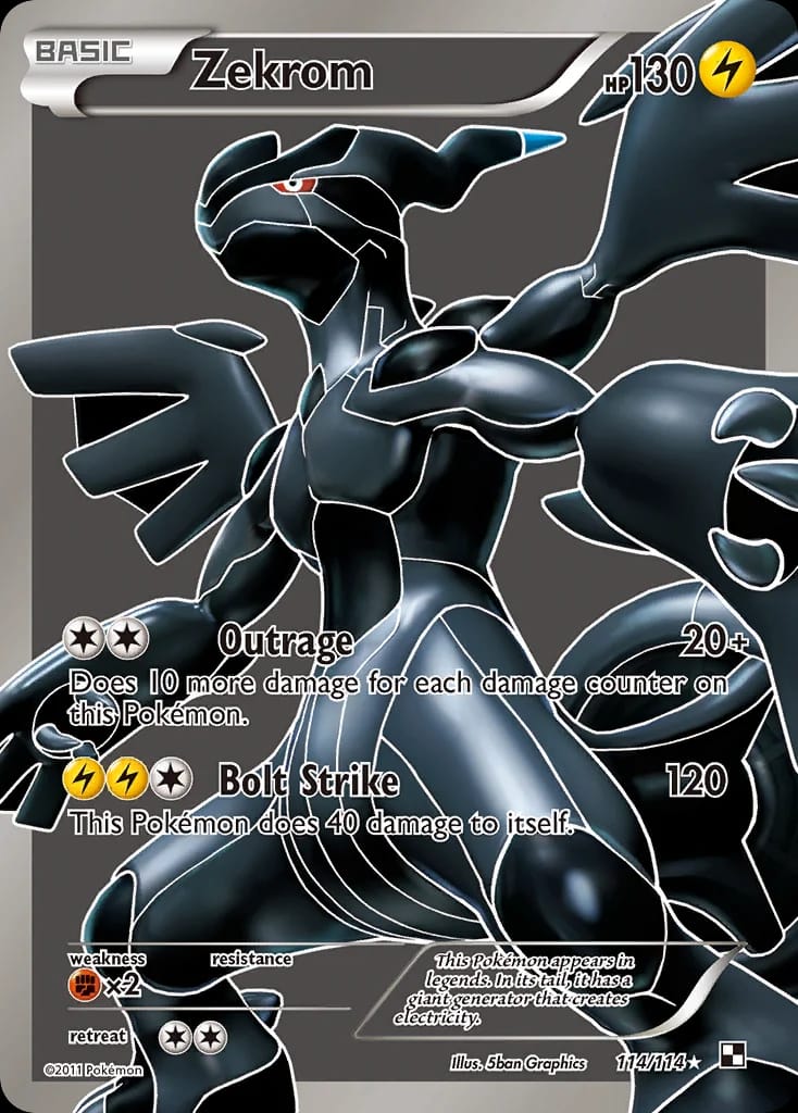 Zekrom Pokémon card from Black & White