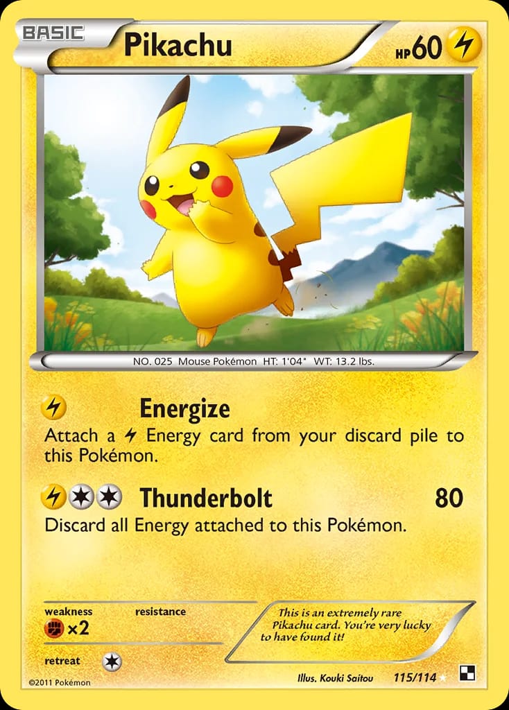 Pikachu Pokémon card from Black & White