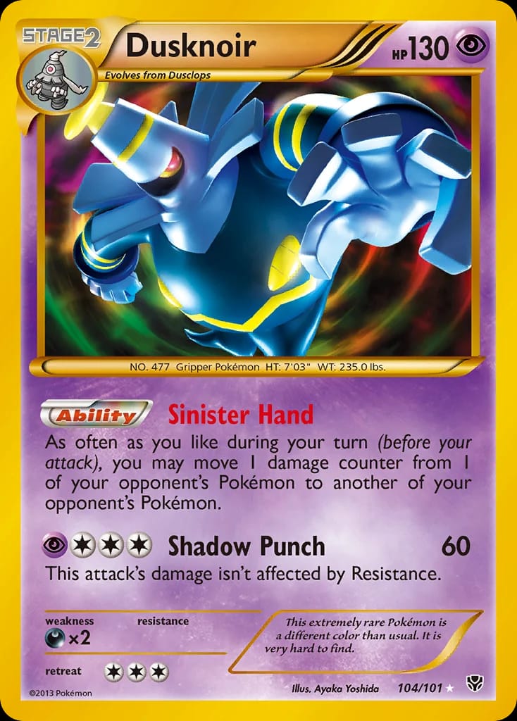 Dusknoir Pokémon card from Plasma Blast