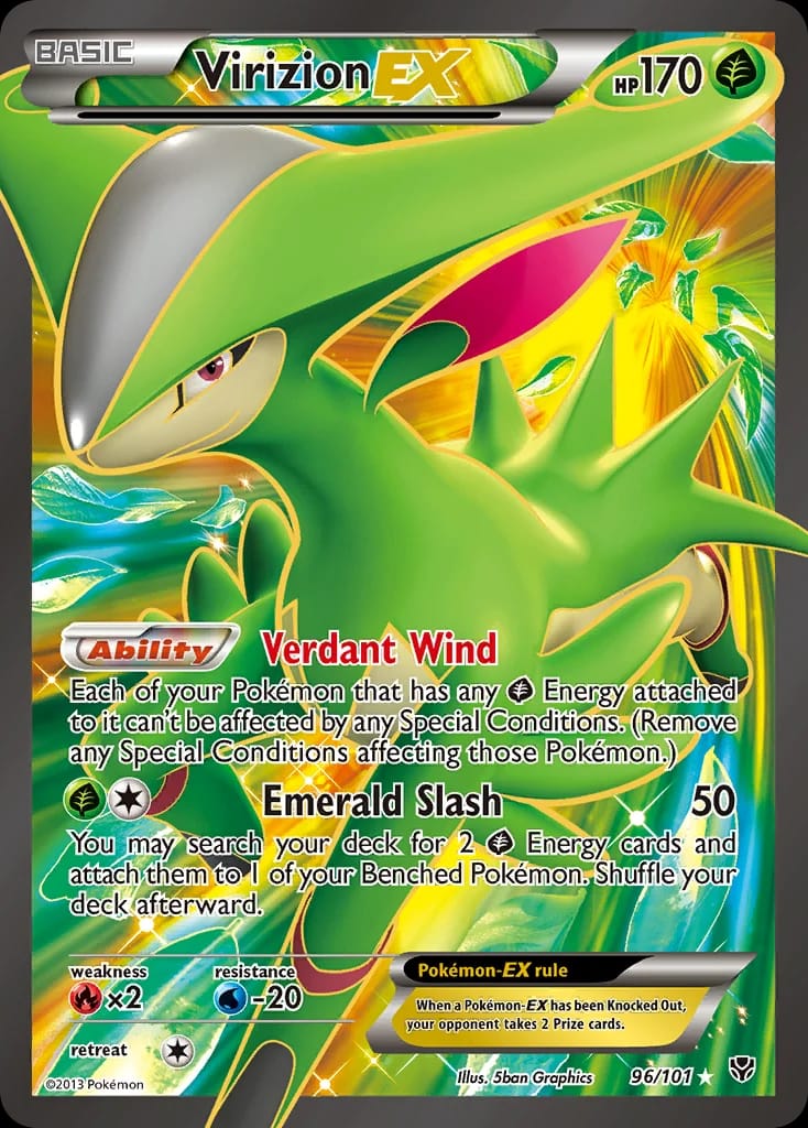 Virizion-EX Pokémon card from Plasma Blast