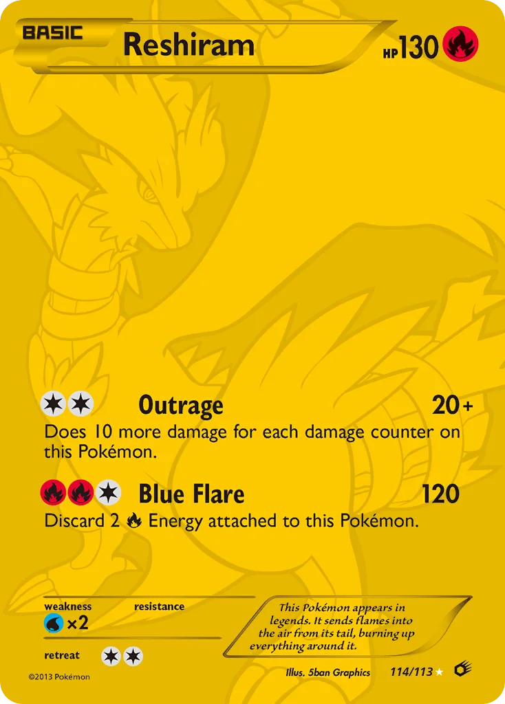 Reshiram Pokémon card from Legendary Treasures