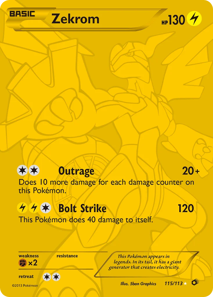 Zekrom Pokémon card from Legendary Treasures