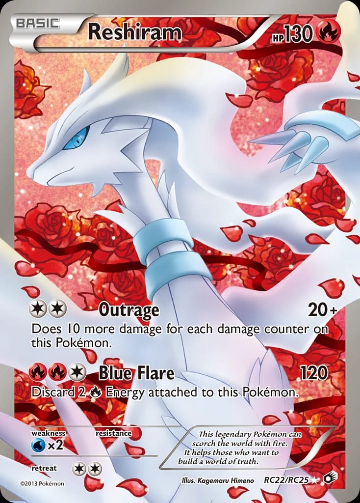 Reshiram Pokémon card from Legendary Treasures